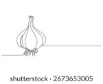 Single Line Art Garlic and Garlic Slice Illustration, Garlic bulbs in a single line art illustration, Garlic bulb continuous line drawing, monochrome vegetable artwork.
