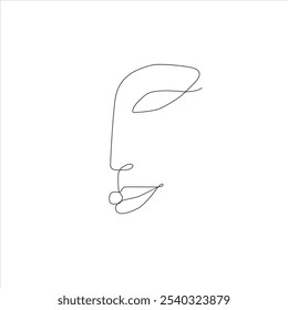 single line art girl face