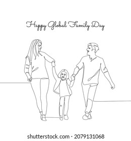 single line art of global family day good for global family day celebrate. line art. illustration.