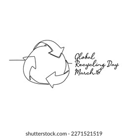 single line art of global recycle day good for global recycle day celebrate. line art. illustration.