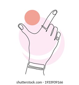 Single line art hands. People show different symbols with their hands.	