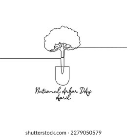 single line art of happy arbor day good for arbor day celebrate. line art. illustration. - Powered by Shutterstock - Get 15% off with code: PIKWIZARD15