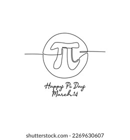 single line art of happy pi day good for pi day celebrate. line art. illustration.