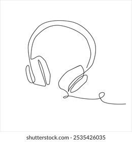 Single line art headphone vector