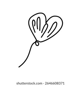 Single Line Art Heart Balloon with Curving String and Interior D