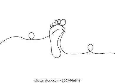 Arte de una sola línea de un pie humano con curvas abstractas