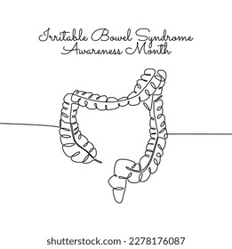 single line art of IBS awareness month good for IBS awareness month celebrate. line art. illustration.