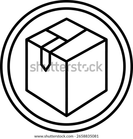 A single line art icon representing FSC certified packaging, presented isolated on a transparent background.
