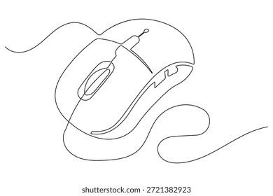 Ilustração em arte de linha única de um contorno contínuo do mouse do pc