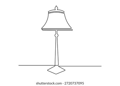 Ilustración de arte de una sola línea de una lámpara de mesa contorno continuo
