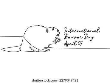 single line art of international beaver day good for international beaver day celebrate. line art. illustration.