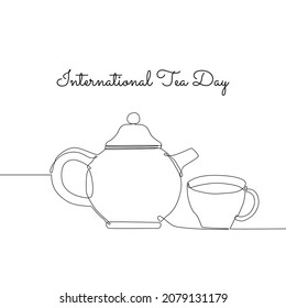single line art of international tea day good for international tea day celebrate. line art. illustration.