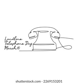 single line art of landline telephone day good for national landline telephone day celebrate. line art. illustration.