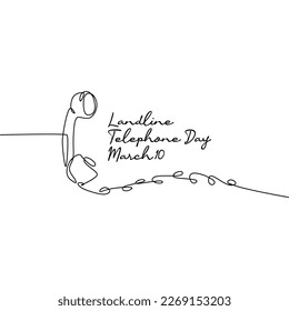 single line art of landline telephone day good for national landline telephone day celebrate. line art. illustration.