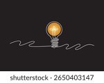 Single line art of light bulb for business idea, brainstorm or electricity concept.