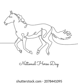 single line art of national horse day good for national horse day celebrate.