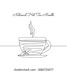 single line art of national hot tea month good for national hot tea month celebrate. line art. illustration.