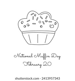 una sola línea de arte del Día Nacional del Muffin que se celebra el Día Nacional del Muffin.