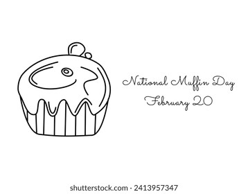 single line art of National Muffin Day good for National Muffin Day celebrate.