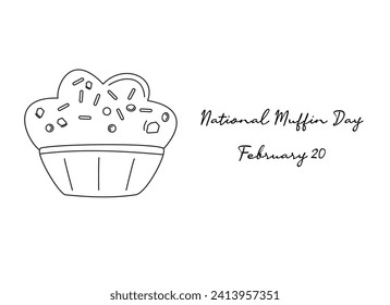 una sola línea de arte del Día Nacional del Muffin que se celebra el Día Nacional del Muffin.