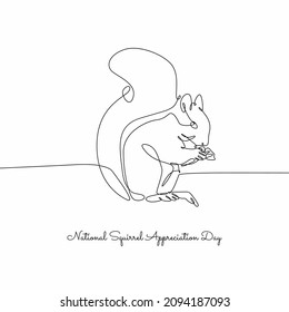 single line art of national squirrel appreciation day good for national squirrel appreciation day celebrate. line art. illustration.