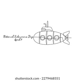 single line art of national submarine day good for national submarine day celebrate. line art. illustration.