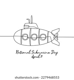 single line art of national submarine day good for national submarine day celebrate. line art. illustration.