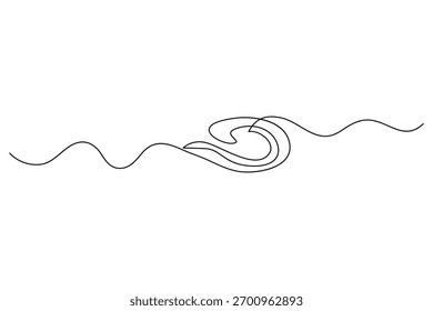 Desenho de contorno contínuo de uma única linha de arte de onda oceânica para design de natureza e água
