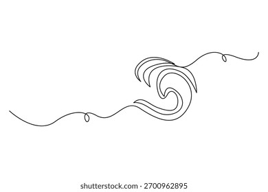 Desenho de contorno contínuo de uma única linha de arte de onda oceânica para design de natureza e água
