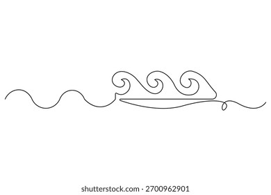 Einzeilige Kunst der Ozeanwelle kontinuierliche Umrisszeichnung für Natur- und Wasserdesign
