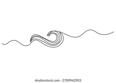 Arte de una sola línea de la onda oceánica contorno de dibujo continuo para la naturaleza y el diseño de agua
