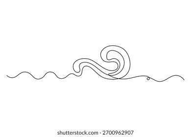 Single line art of ocean wave continuous outline drawing for nature and water design
