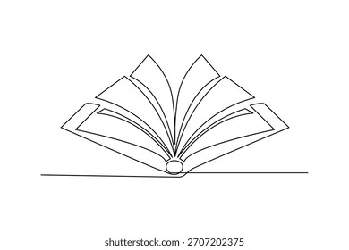Ícone de livro aberto com arte de linha única para o conceito de escola ou biblioteca