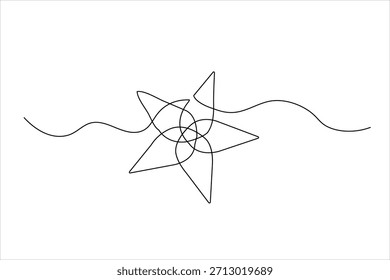 Arte de linha única sobrepondo uma estrela e uma forma floral
