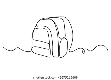 Einzeilige Kunst der Schultasche kontinuierliche Rucksack Umrisszeichnung minimalistische Vektorgrafik
