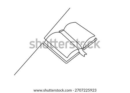 Single line art of a simple textbook or novel for reading
