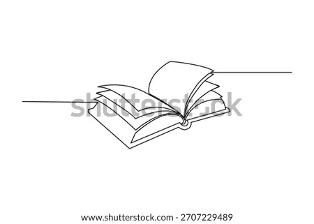 Single line art of a simple textbook or novel for reading