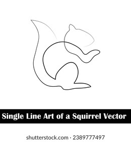 Single Line Art of a Squirrel Vector Creative Concept: Whimsical Nature in One Continuous Stroke 