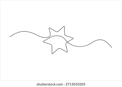 Single line art star with a horizontal wavy line