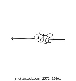 Single line art tangle scrawl sketch Abstract scribble Vector design illustration