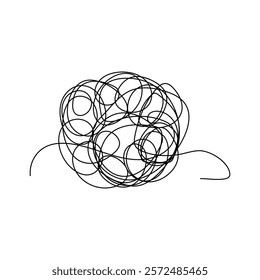 Single line art tangle scrawl sketch Abstract scribble Vector design illustration