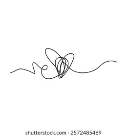 Single line art tangle scrawl sketch Abstract scribble Vector design illustration