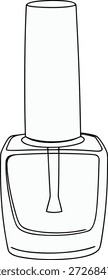 Dibujo de Vector de arte de una sola línea de botella de esmalte de uñas sobre fondo blanco