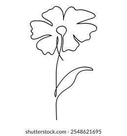 Single line art vector flower illustration.One continuous flower line art.Vector illustration