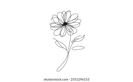 Single line art vector flower illustration