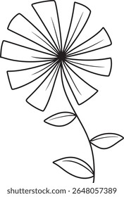 Single line art vector flower illustration, outline set of blooming flowers