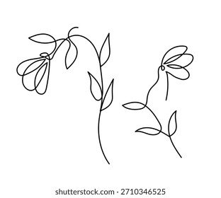 Colección de ilustración de flor de Vector de arte de una sola línea.