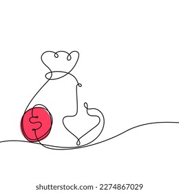 Ilustración de vectores de arte de una sola línea: Icono de la bolsa de dinero con flecha que representa la crisis de las finanzas empresariales