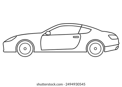 Single Line Art Vector Illustration of a Sports Car.