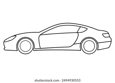 Single Line Art Vector Illustration of a Sports Car.